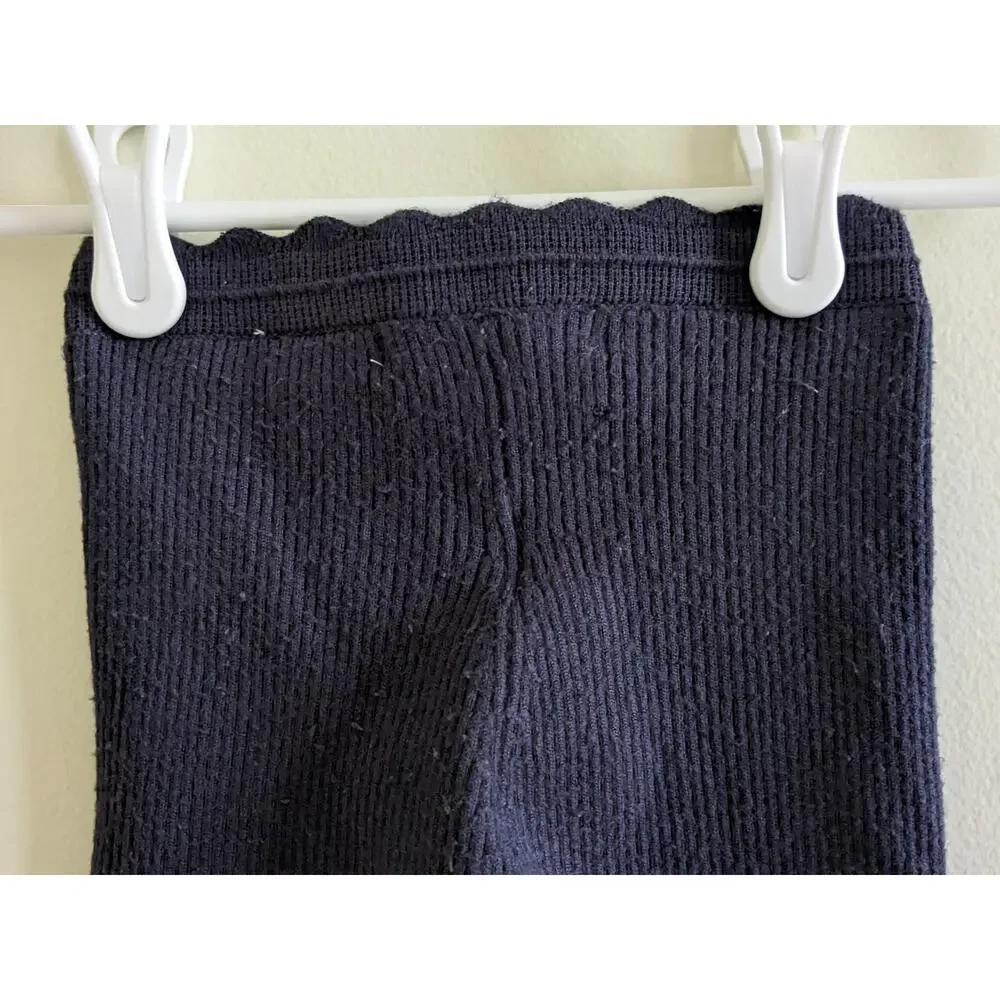 Zara Scalloped Rib Knit Navy Leggings Size 9/12m Deep Blue PLAY CONDITION